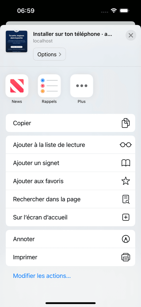 Étape 2 : Fais défiler et choisis « Sur l’écran d’accueil ».